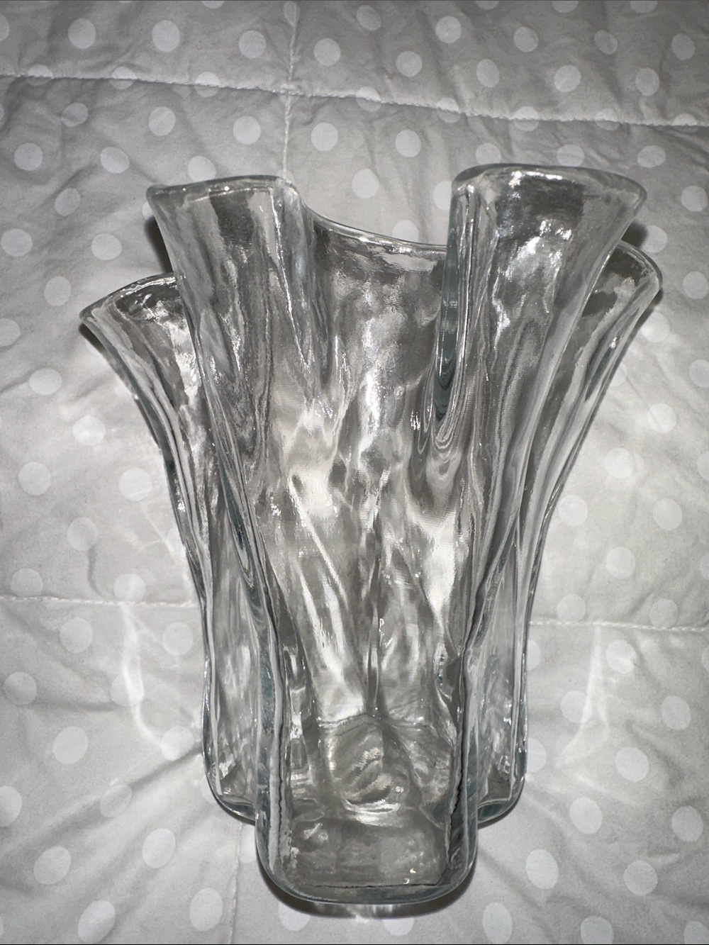 Muurla Finland Scandinavian Handkerchief Ruffle Vase Clear  6" x 6" Stunning 💐